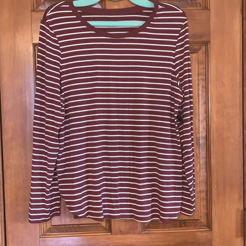 Striped Maroon and White Women's Top